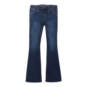 AE American Eagle "Low-Rise Flare" Next Level Stretch Denim Jeans sz 00 Long EUC